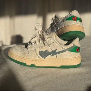 Lightning-Heart Canvas Lows (Cream/Green) – size 6